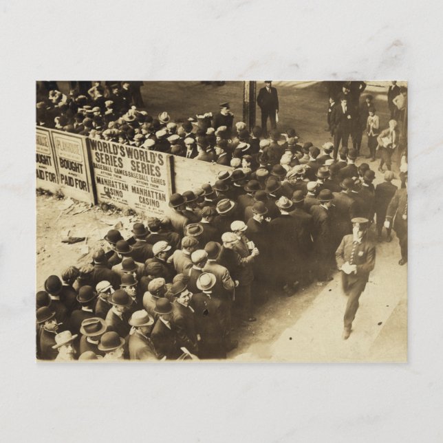 NY fans outside the Polo Grounds Vintage Postcard (Front)