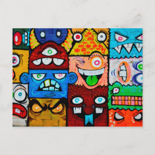 NY Graffiti Street Art - Cute Silly Monsters Postcard