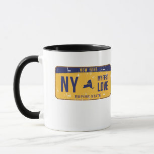 NY My First Love License Plate Mug