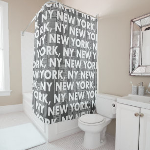 NY NEW YORK Graphic Pattern Shower Curtain