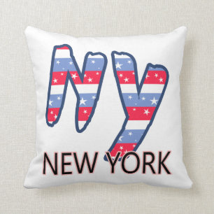 NY - New York Quote Red White and Blue Cushion