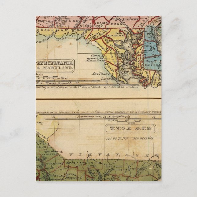 NY, NJ, Pa, Del, Md Postcard (Front)