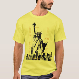 Ny Nyc Manhattan Liberty Statue Mens Yellow T-Shirt
