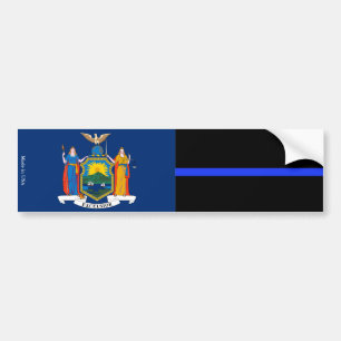 NY & Police Thin Blue Line Flag Bumper Sticker