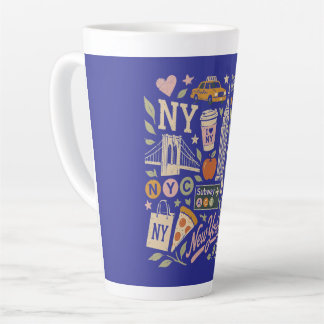 ny retro collage design latte mug