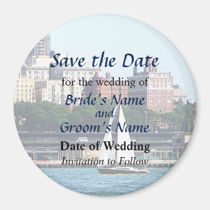 NY - Sailboat Against Manhattan Skyline Save Date Magnet