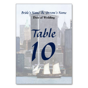 NY - Schooner Against Manhattan Skyline Table Number