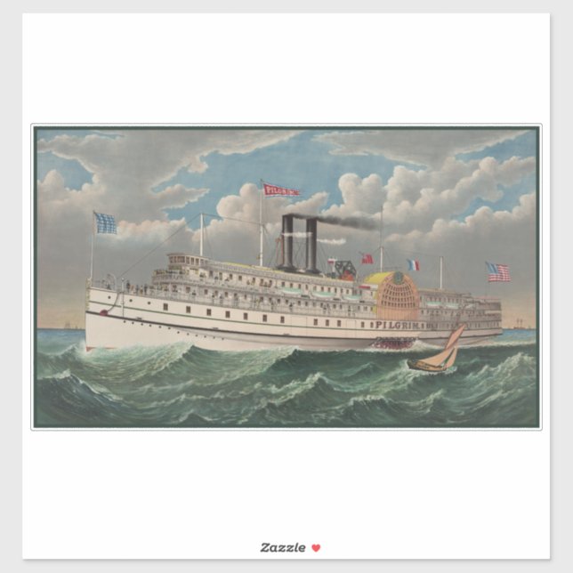 NY Voyage Grand Paddlewheel Steamboat The Pilgrim  (Sheet)