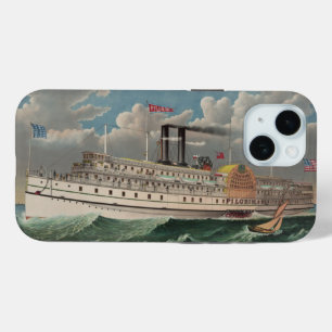 NY Voyage Grand Paddlewheel Steamboat The Pilgrim  iPhone 15 Case
