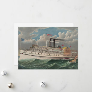 NY Voyage Grand Paddlewheel Steamboat The Pilgrim Holiday Card