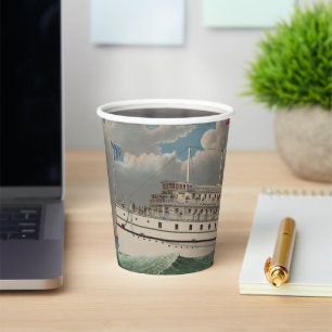 NY Voyage Grand Paddlewheel Steamboat The Pilgrim Paper Cups
