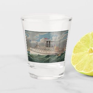 NY Voyage Grand Paddlewheel Steamboat The Pilgrim Shot Glass