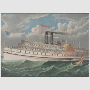 NY Voyage Grand Paddlewheel Steamboat The Pilgrim  Tissue Paper