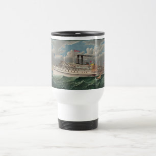 NY Voyage Grand Paddlewheel Steamboat The Pilgrim  Travel Mug