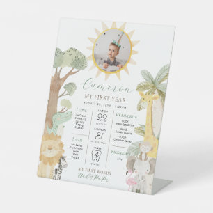 Nyala Safari Animals First Birthday Milestone Pedestal Sign