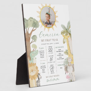 Nyala Safari Animals First Birthday Milestone Plaque