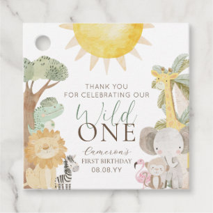 Nyala Safari Animals Wild One First Birthday Favour Tags