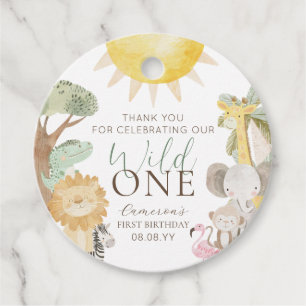 Nyala Safari Animals Wild One First Birthday Favour Tags