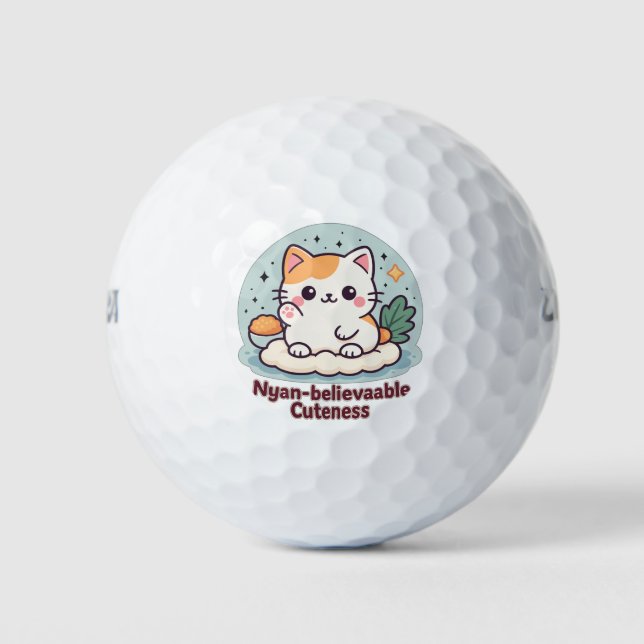 Nyan-believable Cuteness – Cute Kawaii Cat Golf Balls (Front)
