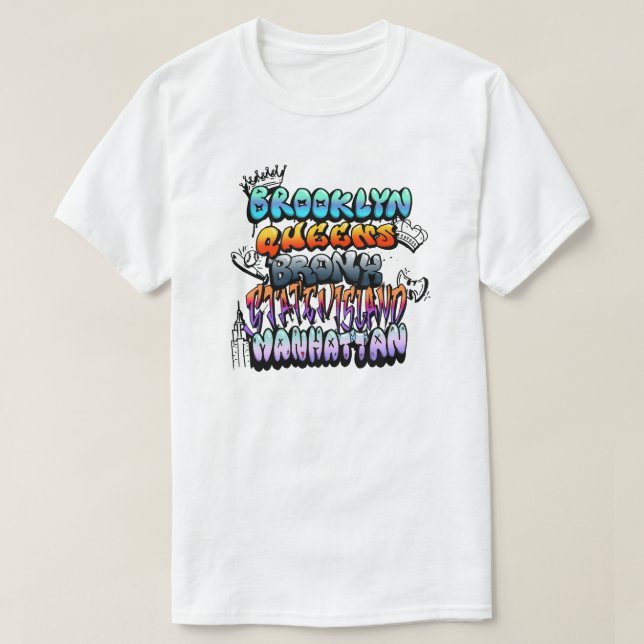 NYC 5 Boroughs Graffiti T-Shirt (Design Front)