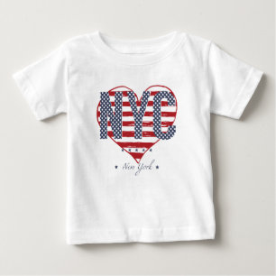 NYC American Flag Heart Baby T-Shirt