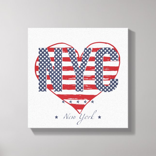 NYC American Flag Heart Canvas Print (Front)