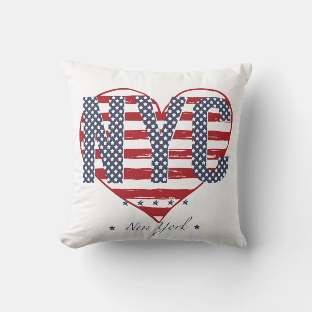 NYC American Flag Heart Cushion (Front)