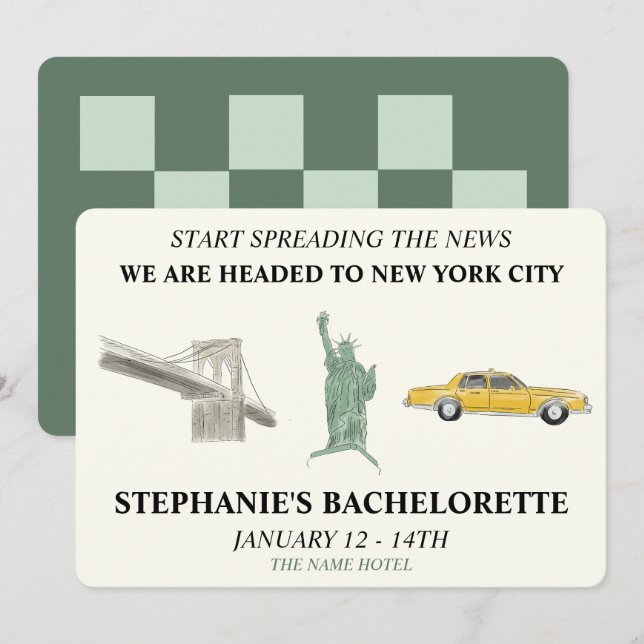 NYC Bachelorette  Invitation (Front/Back)