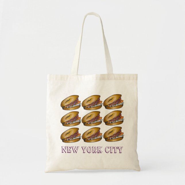 NYC Bagel Lox Cream Cheese Capers New York Tote (Front)