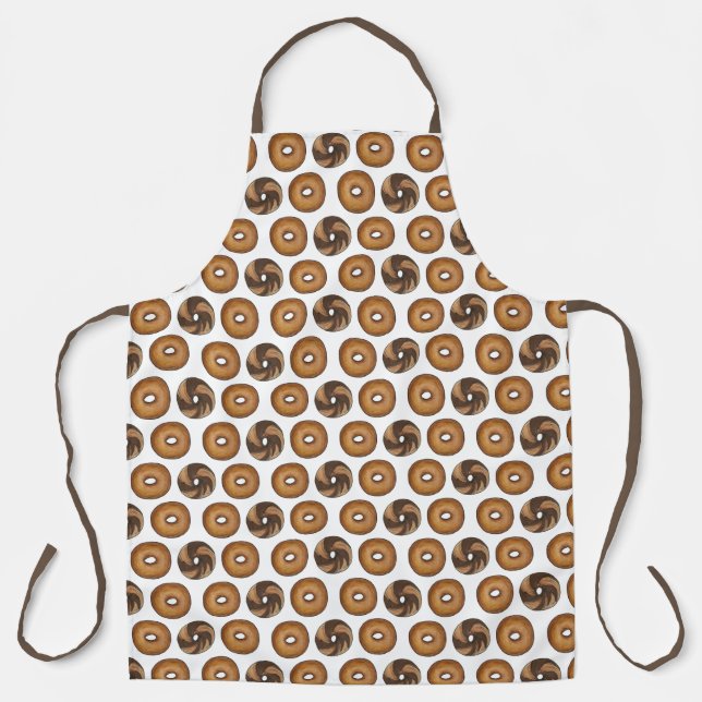 NYC Bagel Print Marble Rye Plain Breakfast Food Apron (Front)