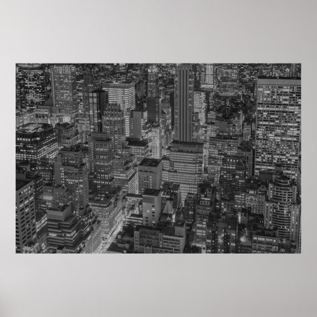 NYC Black White New York City Skyline Poster (Front)