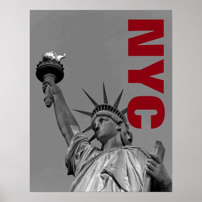 NYC Black White Statue of Liberty Art Photograph Poster (Front)