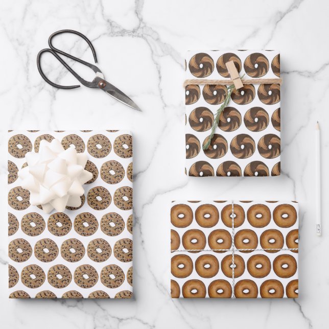 NYC Breakfast Bagels Everything Plain Marble Rye Wrapping Paper Sheet (Front)