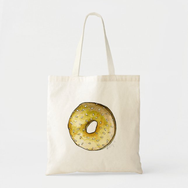 NYC Breakfast Sesame Seed Bagel Bagels Tote Bag (Front)
