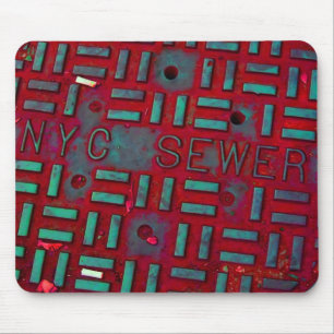 NYC Broadway Street Manhole Cover Mouse Mat