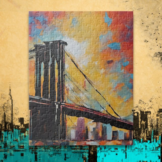 NYC Brooklyn Bridge Sunset Cityscape Jigsaw Puzzle (Creator Uploaded)