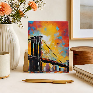 NYC Brooklyn Bridge Sunset Cityscape Postcard