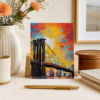 NYC Brooklyn Bridge Sunset Cityscape Postcard