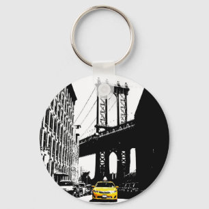 Nyc Brooklyn Bridge Yellow Taxi New York City Key Ring