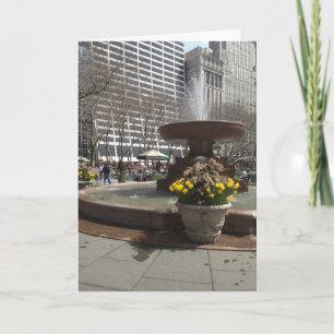 NYC Bryant Park Fountain Daffodils New York Spring Card