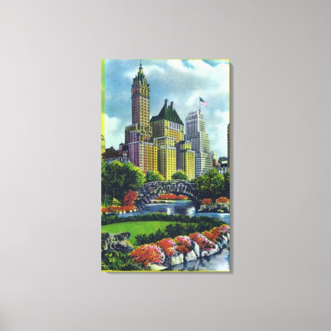 NYC Central Park View of 5th Ave Hotels Canvas Print (Front)