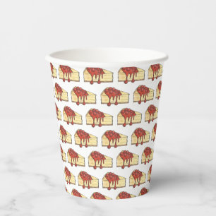 NYC Cherry Cheesecake Slice Dessert Baking Food Paper Cups