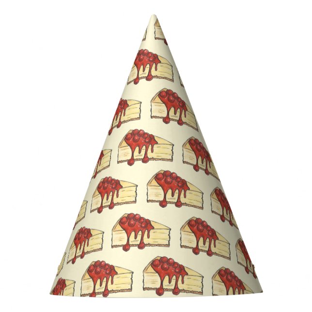 NYC Cherry Cheesecake Slice Dessert Baking Food Party Hat (Front)