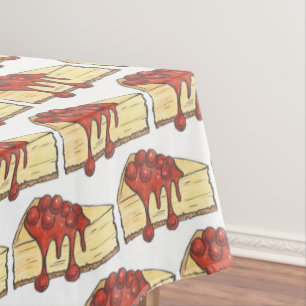 NYC Cherry Cheesecake Slice Dessert Foodie Baking Tablecloth