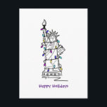 NYC Christmas Hanukkah Statue of Liberty Holiday<br><div class="desc">Postcard features an original marker illustration of a classic NYC landmark "dressed up" for the holiday season. Perfect for sending Christmas or Hanukkah greetings!

Don't see what you're looking for? Need help with customisation? Contact Rebecca to have something designed just for you.</div>