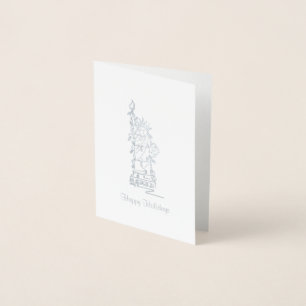 NYC Christmas Hanukkah Statue of Liberty Holiday Foil Card