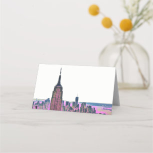 NYC Colourful Skyline #1 Etched Look Escort Cards