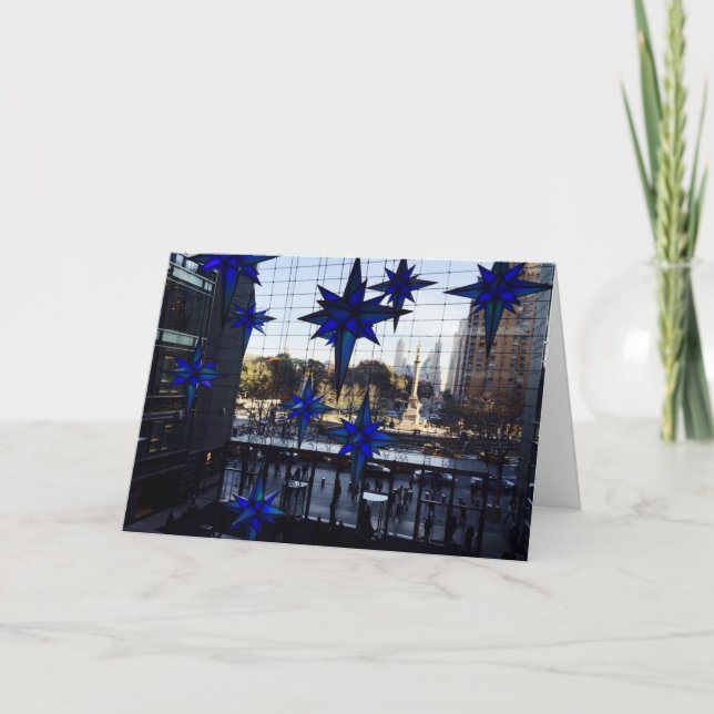 NYC Columbus Circle New York Christmas Stars Photo Holiday Card (Front)