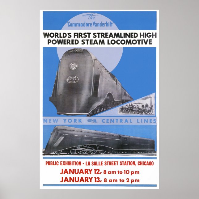 NYC Commodore Vanderbilt Locomotive Poster (Front)