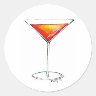NYC Cosmo Cosmopolitan Cocktail Mixed Drink Bar Classic Round Sticker